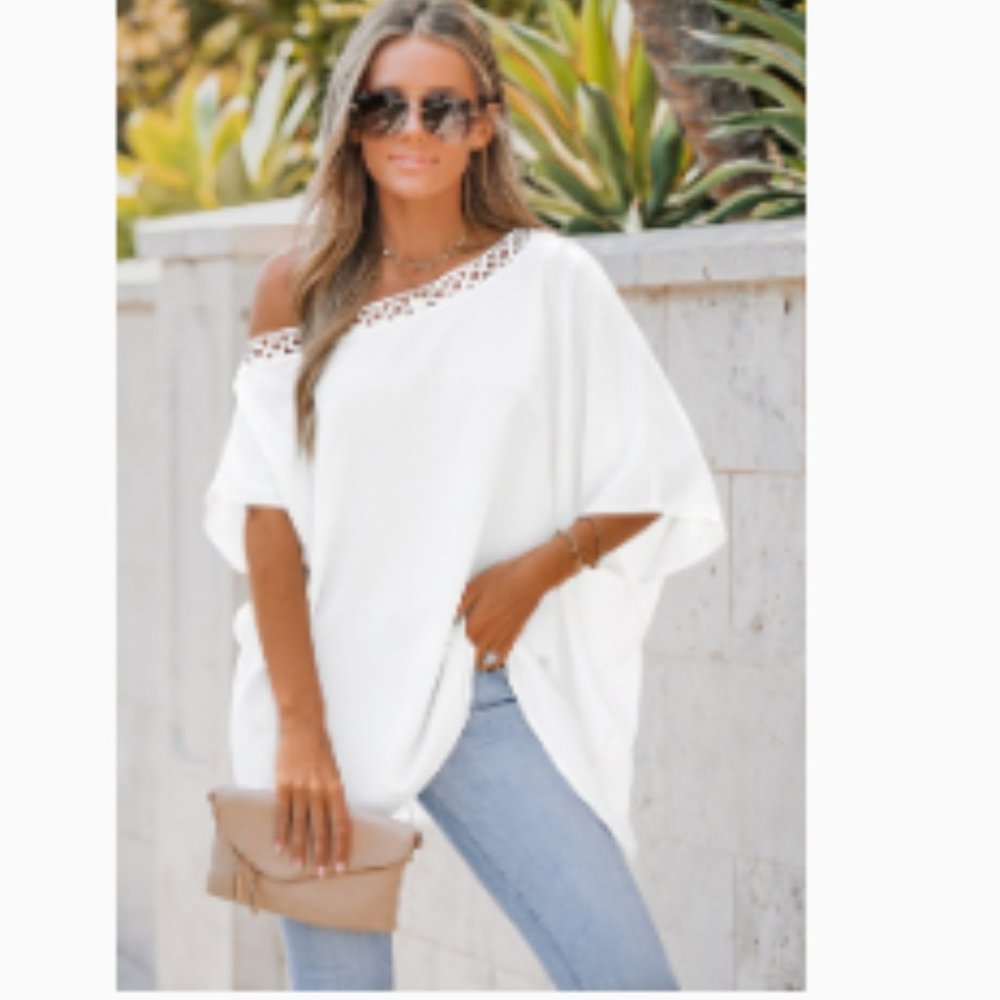 Lace Asymmetrical Neck Top
